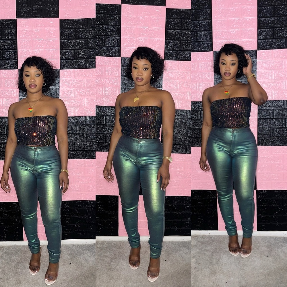 Metallic Forest pants